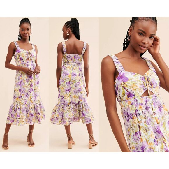 Adelyn Rae Dresses & Skirts - Adeyln Rae Kathleena floral Embroidered Eyelet Cutout Midi Dress 37531